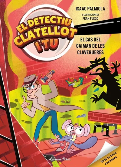 Portada del libro «El cas del caiman de les clavegueres », volumen 5 de la saga Detectiu Clatellot i tu, de Isaac Palmiola. Idioma Català, 208 páginas, editorial Estrella Polar, publicado en 2026.