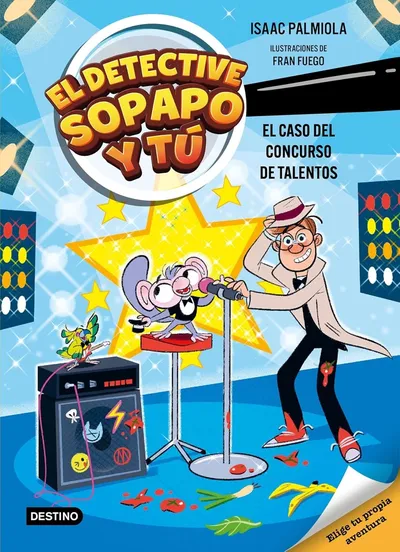 Portada del libro «El caso del concurso de talentos», volumen 1 de la saga El detective Sopapo y tú, de Isaac Palmiola. Idioma Castellano, 208 páginas, editorial Estrella Polar, publicado en 2026.